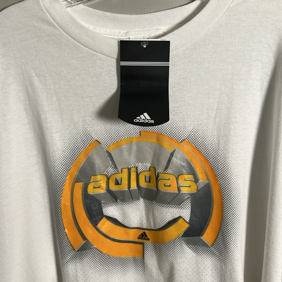 NWT Adidas Three Stripes Y2K Textured 3D Logo Long Sleeve White Shirt Sz XL - Picture 2 of 8